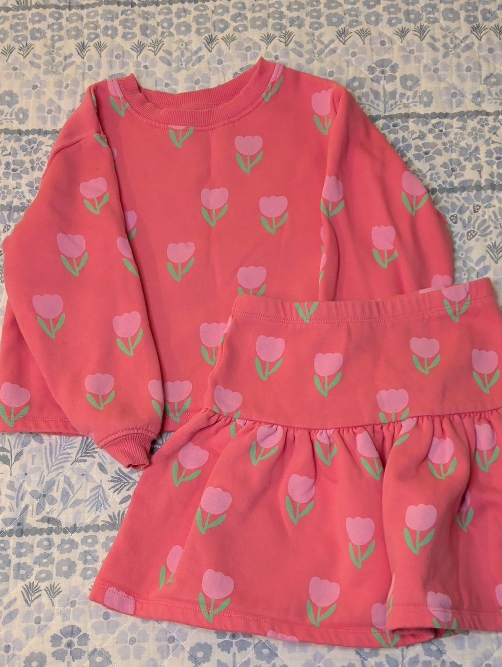 H&M Pink Tulip Print Kids Pajama Set